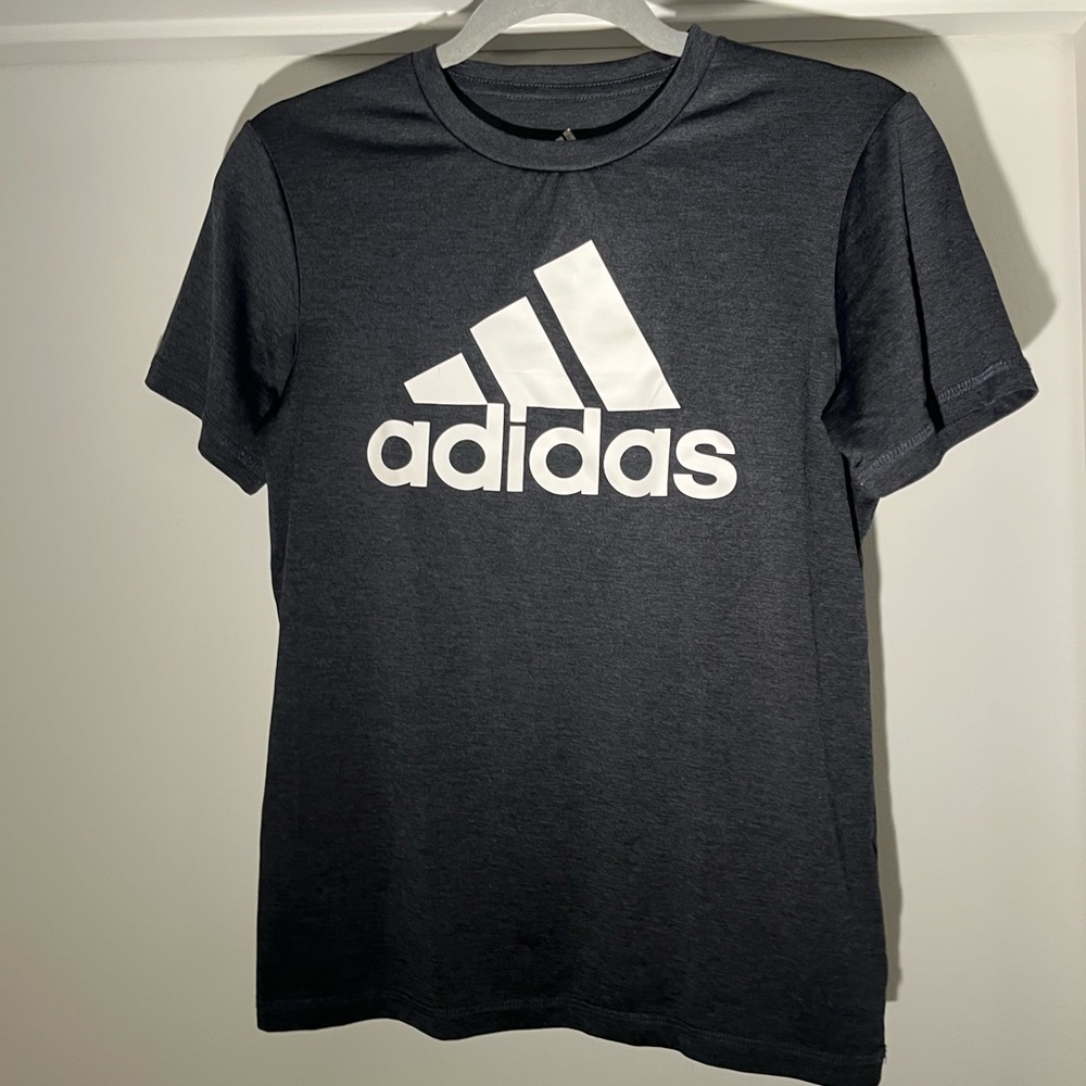 Adidas DryFit Dark Gray Tee with White Logo